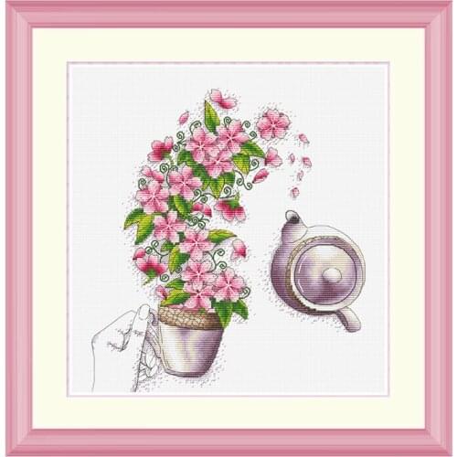 Printed on Fabric 14CT Counted Chinese Cross Stitch Kits set Embroidery Needlework Flowers
