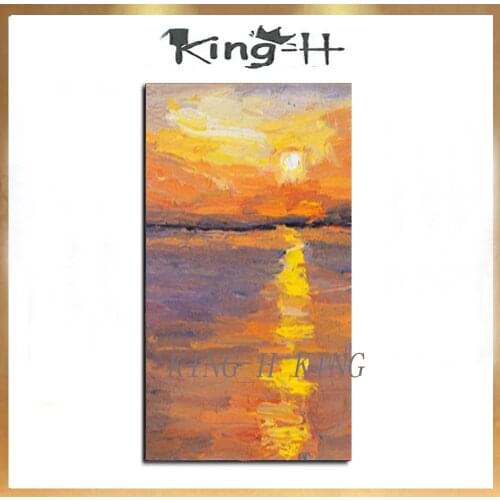 Hand-painted murals scenery wall poster art canvas painting with sunrise photo sitting room home decoration no framework