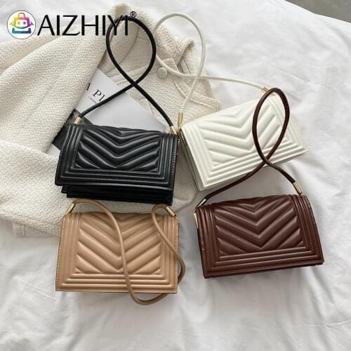New Fashion Girl Women PU Leather Geometric Embossing Underarm Shoulder Bag Ladies Casual Solid Color Small Flap Purse Handbags