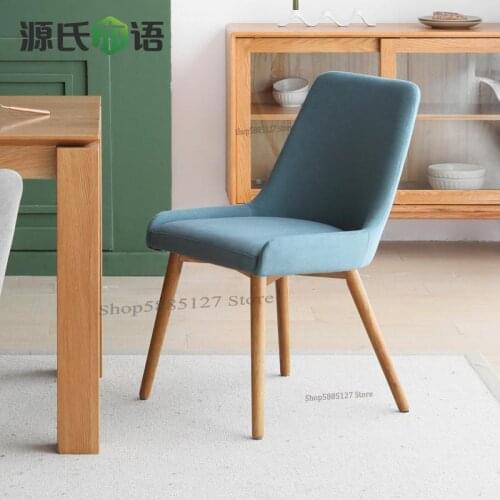 Solid Wood Dining Chair Simple Modern Beech Single Chair Desk Chair Nordic Restaurant Soft Bag Backrest Chair