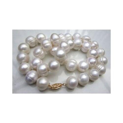 HUGE natural AAA+ 10-11MM South Sea White Baroque Pearl Necklace 18"