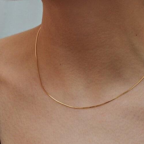 Rose Gold Thin Snake Chain Necklace for Women Girls Stacked Larying Stainless Steel Jewelry