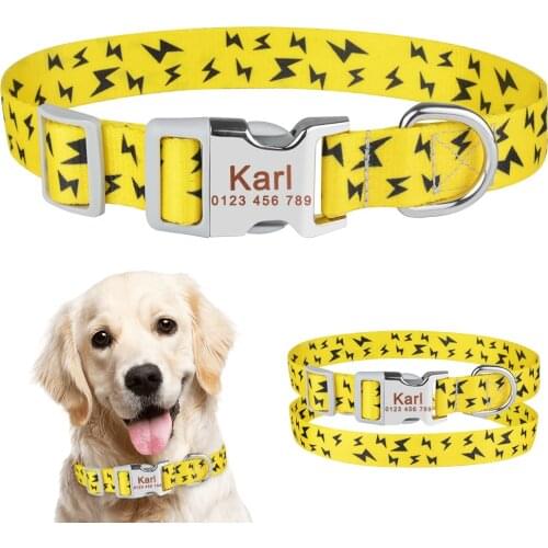 Personalised Dog Collar Custom Engraved Name Tag ID Collars Small Medium Large
