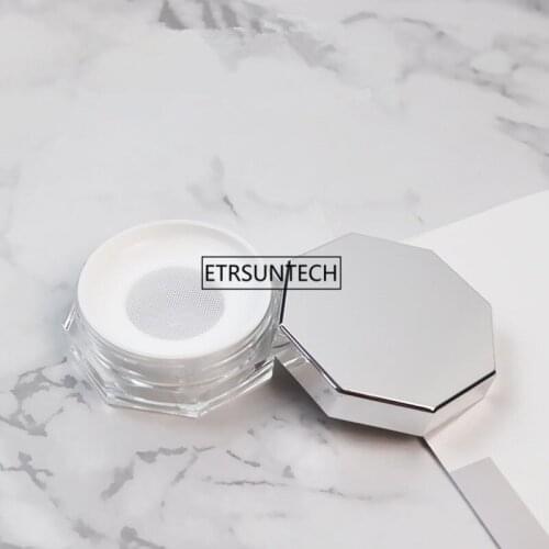 50pcs Portable Plastic Powder Box Empty Loose Powder Pot With Sieve Puff Cosmetic Travel Makeup Jar Sifter Container F3859