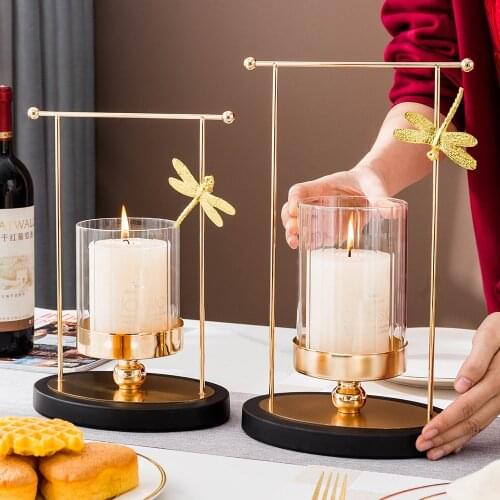 Modern Metal Crystal Candle Holder Wedding Centerpieces Golden Candle Stick Holder Glass Candlesticks Home Decration Accessories
