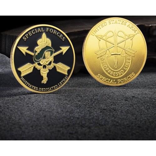 US Military Souvenir Coin US Army Special Forces Green Berets Liberty Freedom Challenge Gold Token Coin Collection