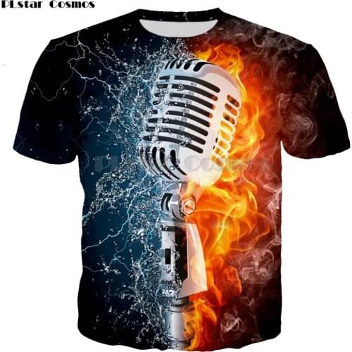 Ice Fire Printed microphone t shirt Men Women Sweatshirts Hooded Coat Streetwear Tracksuits 3d Pocket Pullover Funny Drop Shop