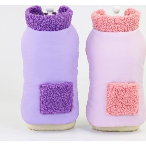Pet Supplies Dog Autumn Winter Fashion Color Matching Pocket Cotton Coat Double Face Plush Warm Coat