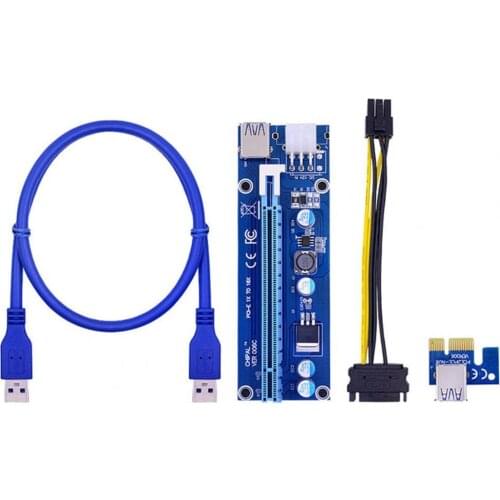 VER006C USB 3.0 PCI-E 1X to 16X Express Riser Card Extension Cable with LED Indicator for Mining