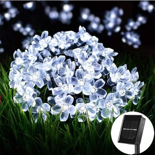 7M 50 Led Flower Solar String Lights Waterproof For Christmas Tree Outdoor Garden Lawn Patio Yard Home Wedding Party Decoration