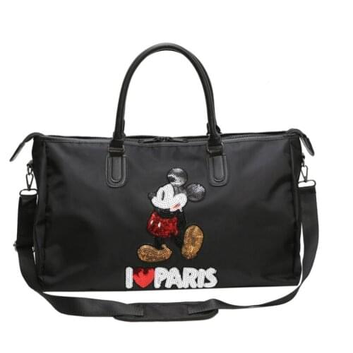 Disney Mickey mouse waterproof cartoon bag shoulder student bag luggage female bag lady bag hand travel Boarding big package