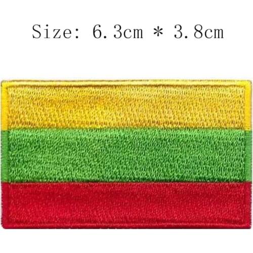 Lithuania embroidery flag Wholesale price world falg iron on sew on full embroidery emblemas backpack Jeans clothing left chest