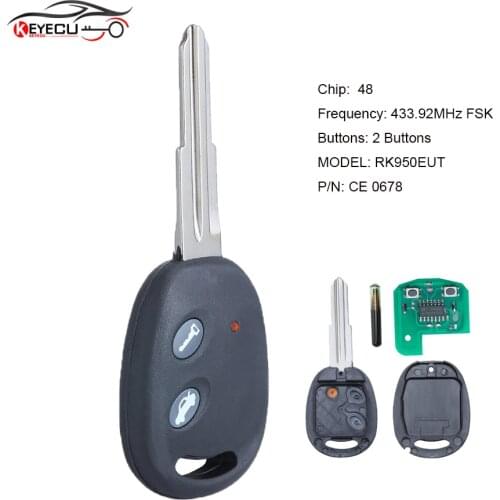 KEYECU 433.92MHz ID48 Replacement Remote Key for Chevrolet Aveo 2009 2010 2011 2012 2013 2014 2015 2016 RK950EUT CE 0678