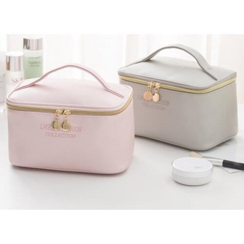 1 Pc Washing Makeup Organizer Beauty Case Large Women Cosmetic Bag Pu Leather Waterproof Zipper Make Up Bag Travel