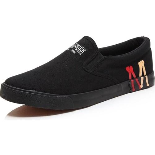2021 Four seasons canvas shoes mens shoes lazy shoes all black shoes, casual solid color shoes, one foot pedal, plus size shoes