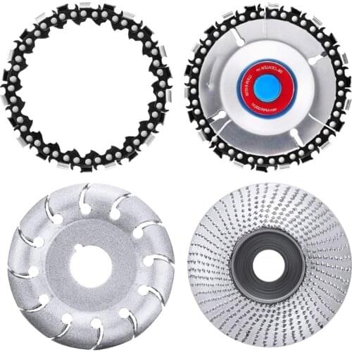 4PCS Grinder Chain Plate Disc Set Wood Grinding Wheel 22 Teeth Wood Shaping For Woodworking Polishing Grinding Wheel Tool