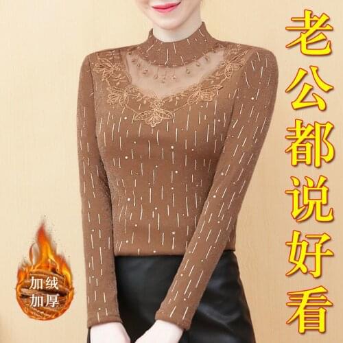 Blouse Women Autumn Womens Lace Womens Winter Turtleneck Long-Sleeved Top Blusas Mujer De Moda
