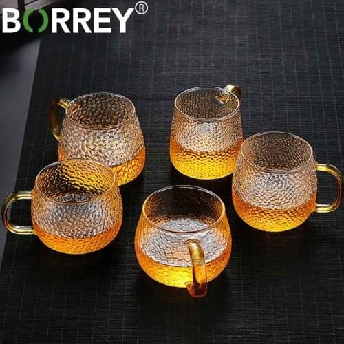 BORREY Coffee Mug Tea Cup Heat-resistant Glass Milk Coffee Tea Cup Office Teacup Bar Beer Cup Glass Tea Cups Set Drinkware