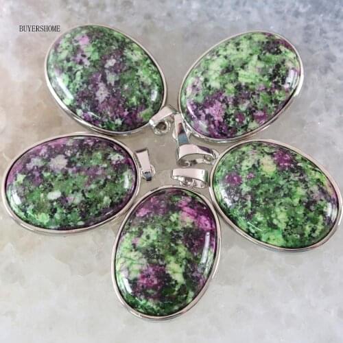 BUYERSHOME Oval 25x35MM Women Jewelry For Necklace Natural Stone Beads Red Zoisite Pendant 1Pcs K677