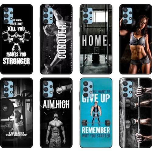 Black tpu Case For Samsung galaxy A32 A42 A52 A72 4g 5g S21 PLUS ultra back cover Bodybuilding Gym Fitness