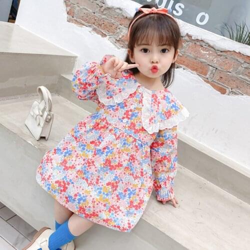 Toddler Kids Dresses For Girls Floral Dress For Girl Patchwork Child Dress Casual Style Girls Clothing