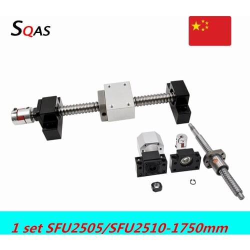 Ball screw kit SFU2505 SFU2510 1750mm ball screw end machined with BK20 BF20 +single nut -3 +nut holder+coupling for cnc part