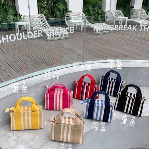 Lovey summer stripe niche design stripe horizontal Mini canvas bag portable One Shoulder Messenger carrying MJ