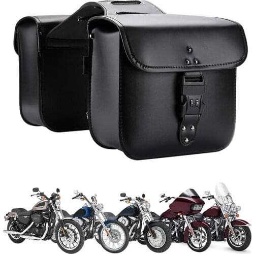 Motorcycle Saddlebags Rear Seat Saddlebags Panniers Side Bags with lock Universal for Honda/Suzuki/Sportster/Softail/Dyna
