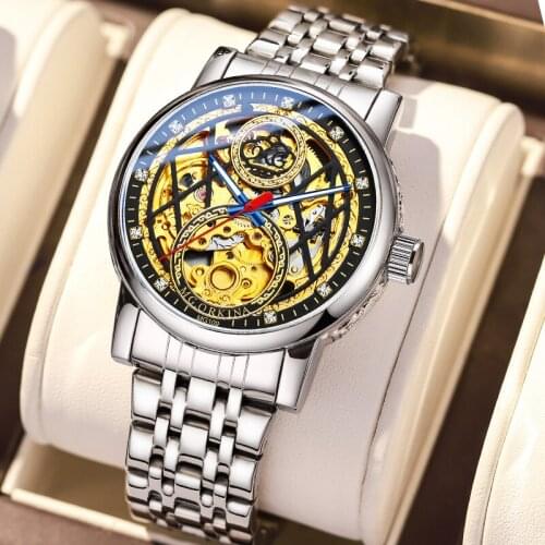 Reloj Hombre High Quality Luxury Brand MG.ORKINA Automatic Self Wind Skeleton Mens Mechanical Watch Dropshipping Items for Men