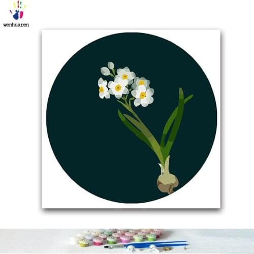 DIY colorings pictures by numbers with colors Antique jasmine daffodil picture drawing painting by numbers framed Home
