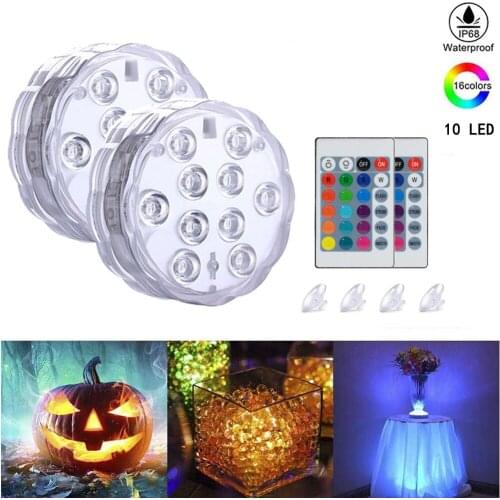 RGB Remote Control Submersible Light IP68 Waterproof Underwater Lights Pond Swimming Pool Decorative Night Lamps For Aquarium