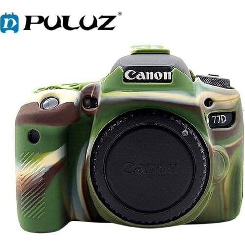 PULUZ Cover Case for Canon EOS 77D Soft Silicone Rubber Camera Protective Body Cover Case Skin Camouflage Yellow Camera Bag