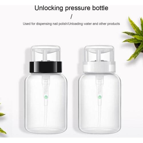 200ML Empty Press Bottle Nail Polish Remover Alcohol Liquid Press Bottle Pumping Dispenser Nail Art Plastic Bottle Dropship