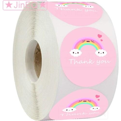 Rainbow Thank You Stickers for Your Order 500pcs 1 inchRound Business Sticker for Mail Supplies Envelope Gift Bag Sealing Labels