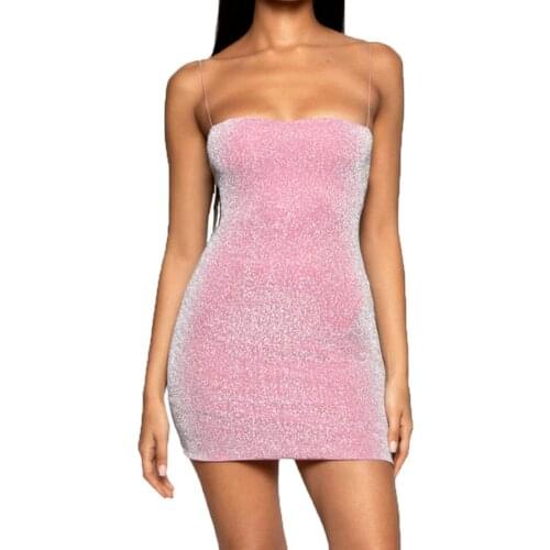 Sexy Robe Femme Summer Dress Sexy Lady Slim Tube Top Spaghetti Strap Nightclub Party Bodycon Mini Dress Summer Mini Dress 2020