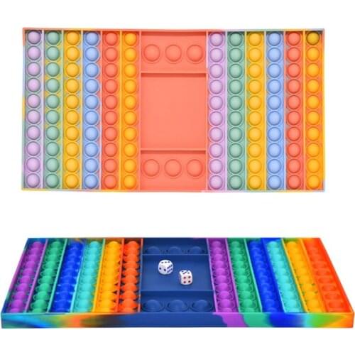 Color Bubble Fidget Sensory Toys Giant Rainbow Chess Board Fidget Interactive Stress Relief Game for Kids and Adults