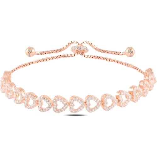 Silver 925 Sterling Heart Zircon Stone Lift Bracelet