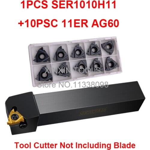 SER1010H11 SER1212H11 SER1616H11 External thread CNC Turning tool 1pcs+11ER A60 Carbide insert 10pcs 11pcs/set