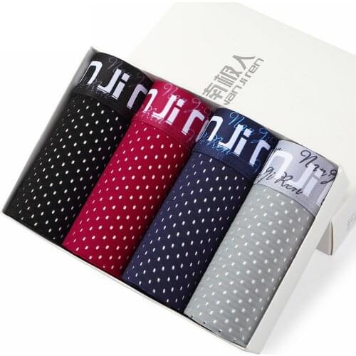 4pcs/Lot Men Underwear Man Boxer Summer Ice Network Mesh Breathable Sexy Youth Boxer Bamboo Ventilate Shorts Four shorts Cosy