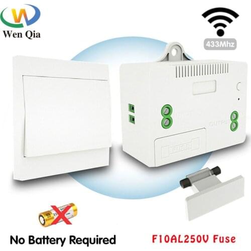 Smart Light Switch Self Powered RF433 Wireless No Battery Wall Panels Remote Control Switch 220V with Fuse Electrics for Home