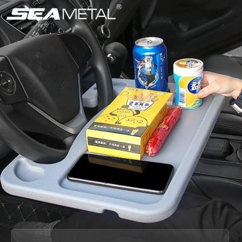 Car Table Interior Auto Foldable Tray Universal Steering Wheel Seat Back Tray Retractable Mount Table on Food Drink Laptop Phone