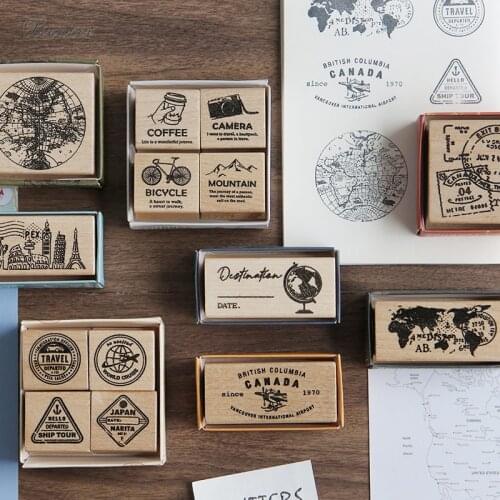 XINAHER Vintage Travel map label stamp DIY wooden rubber stamps for scrapbooking stationery scrapbooking standard stamp