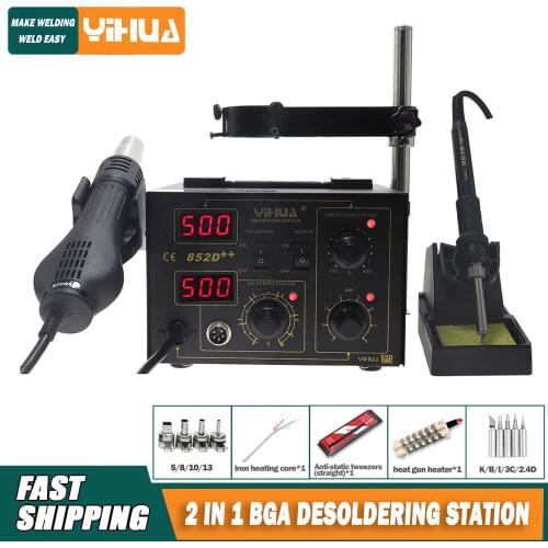 YIHUA 852D 852D++ Soldering iron Hot Air Soldering Station DIY Digital Rework Station Phone Repair BGA Hot Gun Soldering Statio