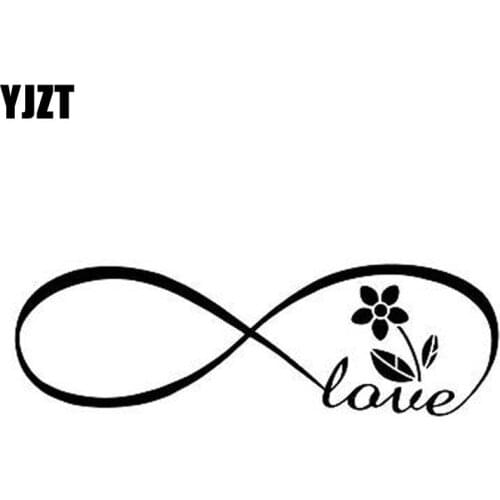 YJZT 20X6.3CM love Flowers Beautiful Vinyl Decal Black/Silver Car Sticker S8-0184