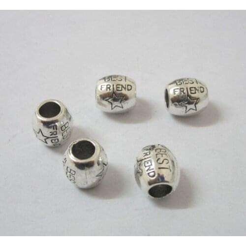 Factory Price 6 PCS/Lot 10.1mm*9.9mm silver plated best friends Bracelets Beads For Jewelry Handmade