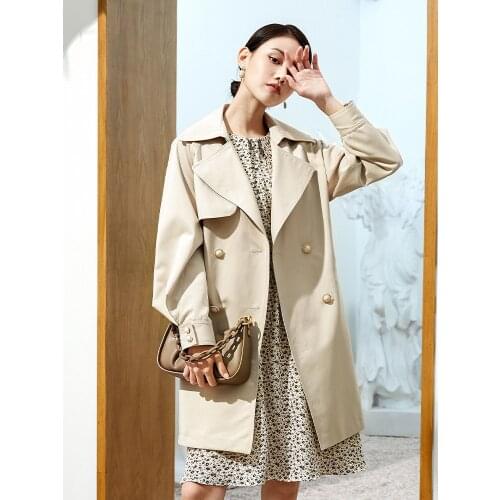 Autumn 2021 new windbreaker coat womens Korean version leisure medium long loose double breasted temperament coat