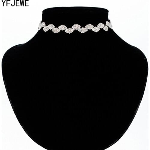 YFJEWE Women Tiny Infinity Wedding Crystal Rhinestone Necklaces Woman Choker Lucky Leaf Silver color Long Chain Necklace N369