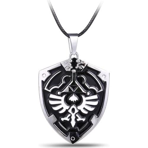 Angel Sword and Shield Archangel Wings Pendant Necklace Anime Womens Chain Necklace The Legend Game Vintage Accessories
