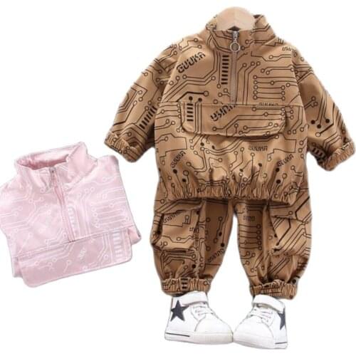 1-5 Yrs Toddler Baby Boys Girls Clothing Set For Children Korean Version Casual Hooded Jacket Large Pocket Bib Overalls Pantsuit