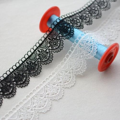 1 Meter Water Soluble Embroidered White Black Flower Lace Fabric Sewing DIY Trim Applique Ribbon Craft Cheongsam Curtain Garment